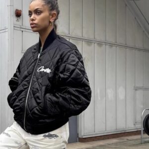 corteiz quilted logo jacket multi