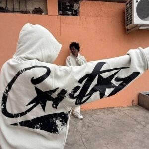 corteiz ivory hoodie set