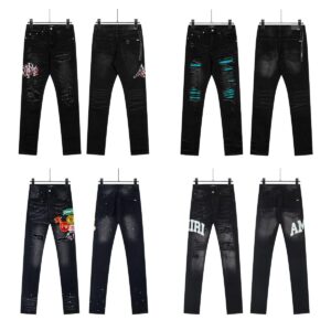 amiri embroidered distressed jeans