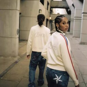 corteiz red & blue knit cardigan