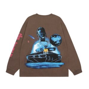 travis scott brown graphic long sleeve tee