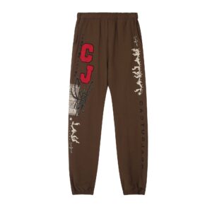 travis scott brown embroidered joggers