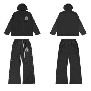 saint embroidered hooded windbreaker set multicolor