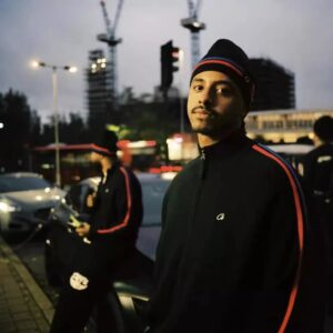 corteiz red & blue knit cardigan