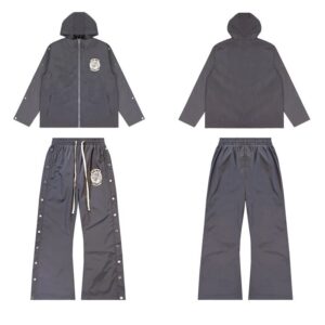 saint embroidered hooded windbreaker set multicolor