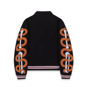 amiri snake embroidery wool jacket black
