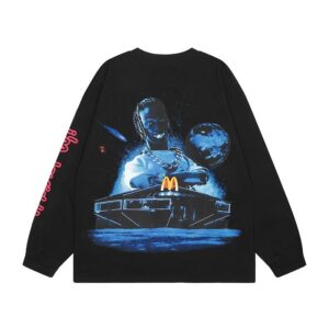 travis scott brown graphic long sleeve tee