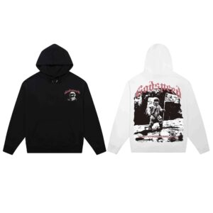 godspeed skull hoodie in black and white