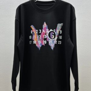 ​​maison margiela unisex round neck long sleeve t shirt black and white​