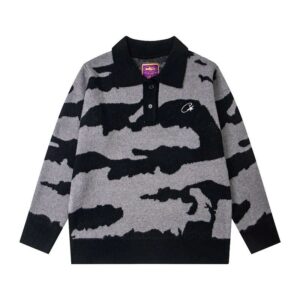 demon island camouflage knit sweater