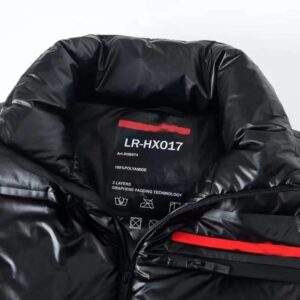 prada black winter vest with red trim