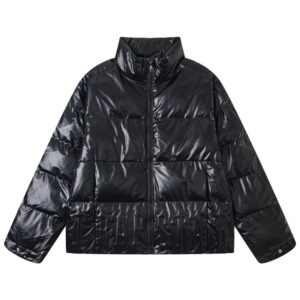 trapstar glossy logo puffer jacket black