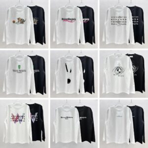 ​​maison margiela unisex round neck long sleeve t shirt black and white​