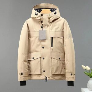 burberry 2024 outdoor white goose down hooded jacket (black and khaki)