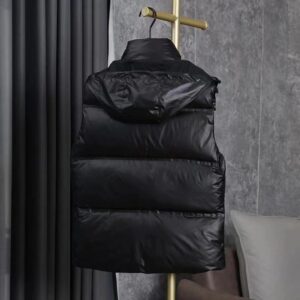 prada black winter vest with red trim