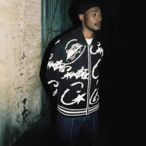 corteiz jacquard knit cardigan multicolor