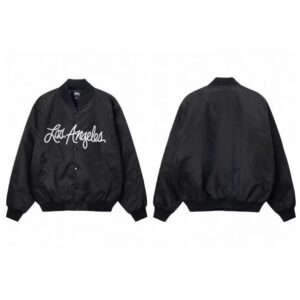 stussy varsity jacket multicolor