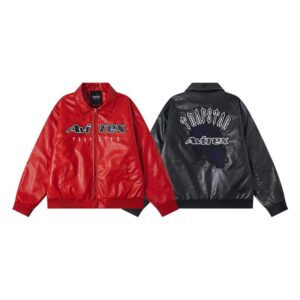 trapstar red aviator leather jacket