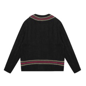corteiz cable knit v neck sweater multi