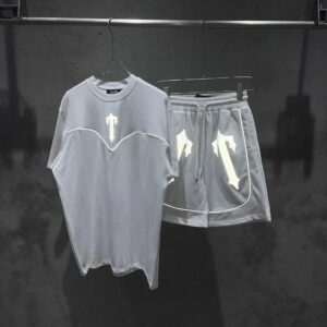 reflective letter print t shirt shorts set multi