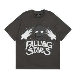 broken planet skull graphic tee grey