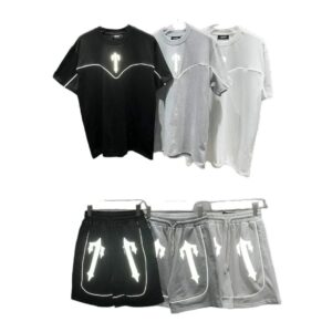 reflective letter print t shirt shorts set multi