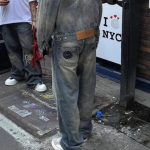 bp embroidered washed jeans blue