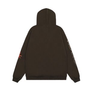 travis scott sun embroidery hoodie brown
