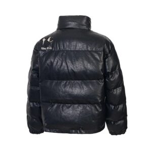 thug club pu puffer jacket black