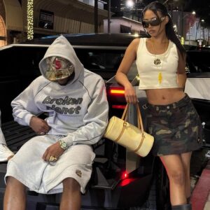 broken planet hoodie set grey