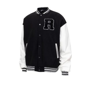 revenge varsity jacket black white