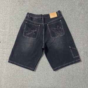 bp letters washed denim shorts multi