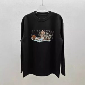 ​​maison margiela unisex round neck long sleeve t shirt black and white​