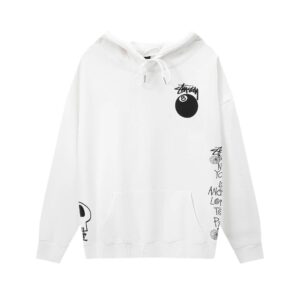 stussy logo hoodie white/black