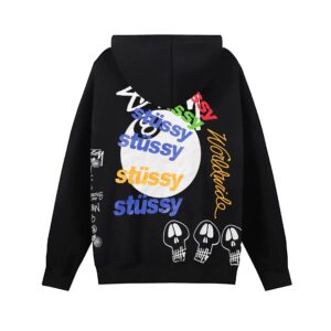 stussy logo hoodie white/black