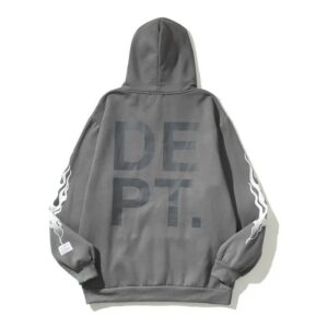 gallery flame print hoodie grey
