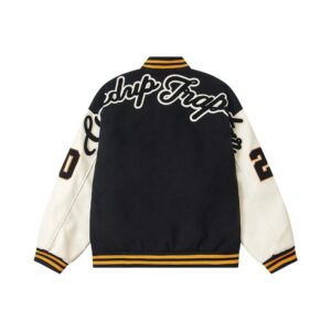 tra alphabet embroidered varsity jacket multi