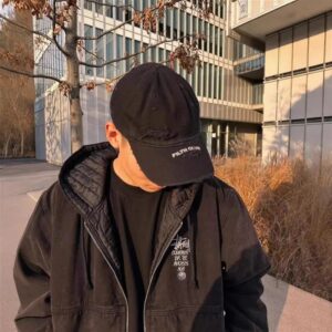 ​​stussy washed cotton hooded jacket relaxed fit (black, purple)​