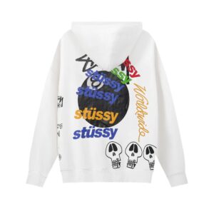 stussy logo hoodie white/black