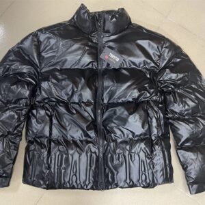 trapstar glossy logo puffer jacket black