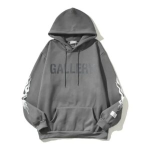 gallery flame print hoodie grey