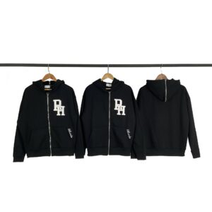 rhude zip hoodie black
