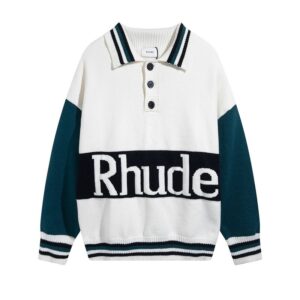 rhude colorblock knit polo sweater multicolor
