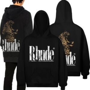 rhude graphic logo hoodie black