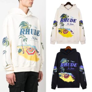 rhude beach print hoodie multicolor