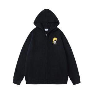 rhude sunset knit hoodie black