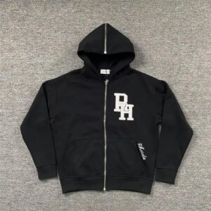 rhude zip hoodie black