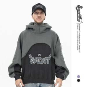 ​​saint men's fw25 3d foam color block fleece lined hoodie​