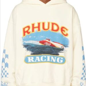 rhude racing hoodie cream