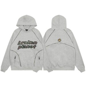 broken planet hoodie set grey